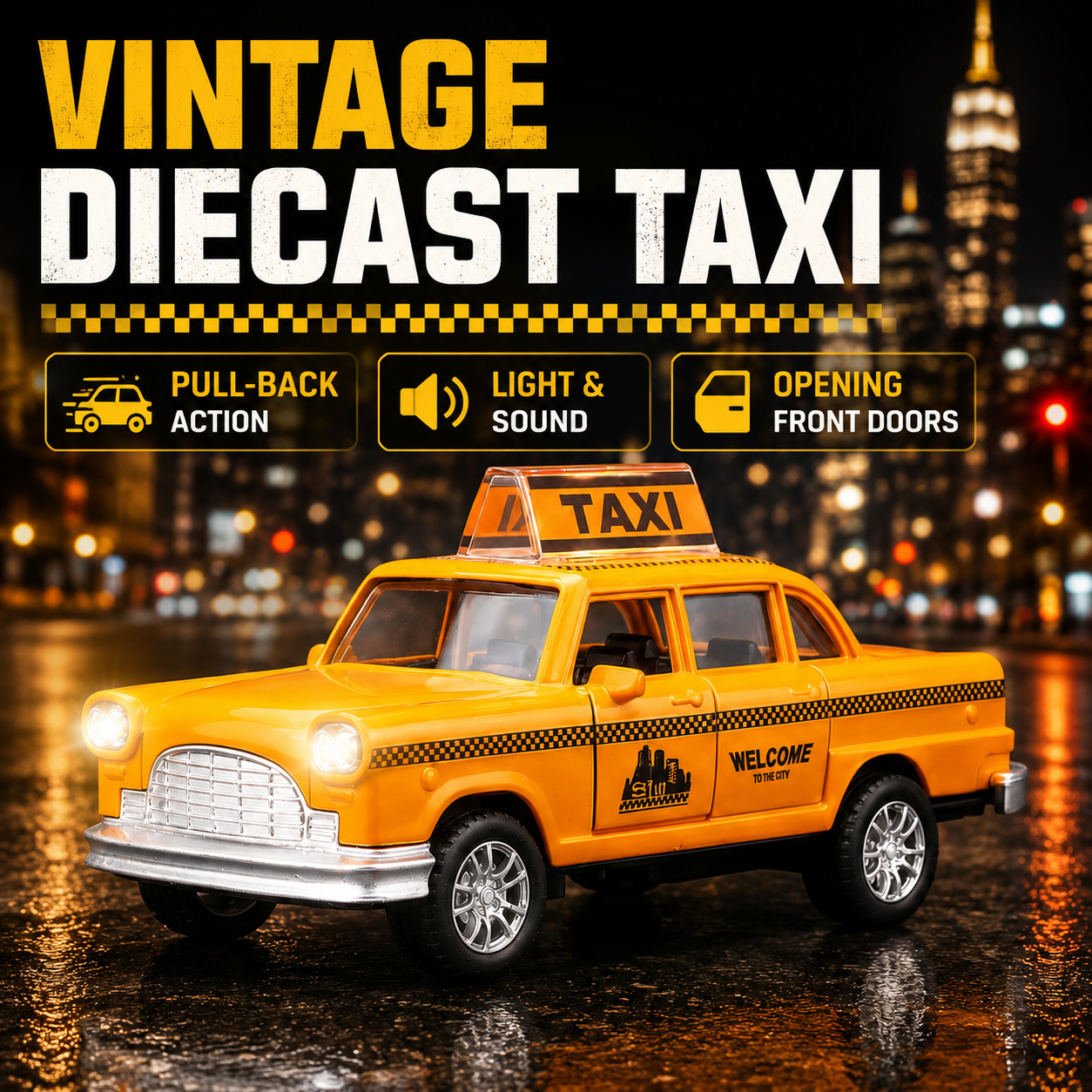 Diecast NYC Yellow Taxi Toy Ca - مراجعة Kids Toys Nyc وسعره