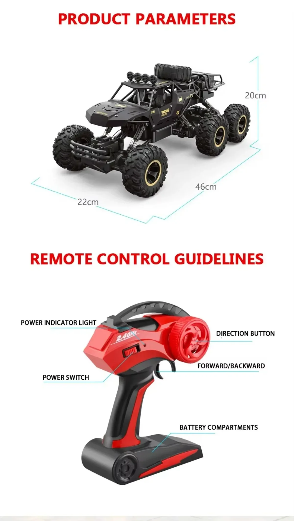 Oversized Size 4WD RC Car 46CM - مراجعة Kids Xbox Toys وسعره